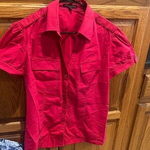 Express Men's Vibrant Red Casual Button Down Shirt